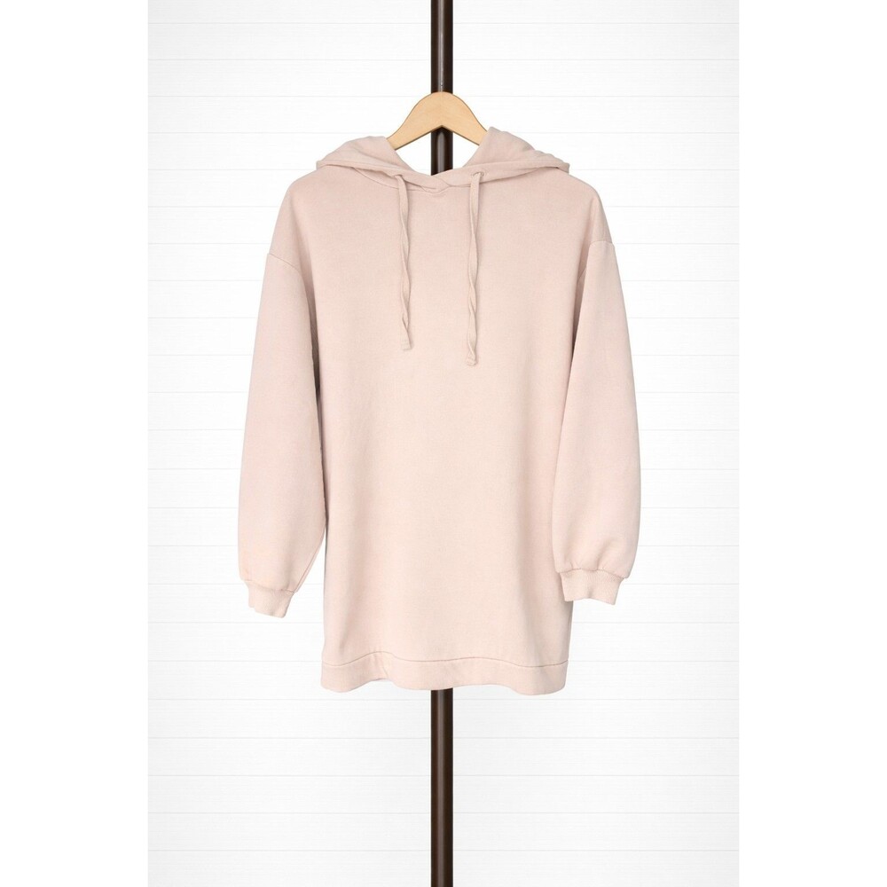 Zara Dusty Pink Hooded Sweater Tunic Dress Size Medium